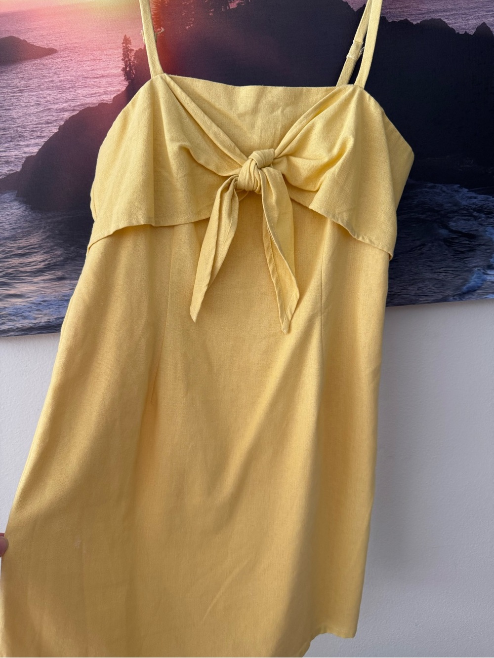 Re:named Yellow Tie-Front Spaghetti Strap Mini Dress/M/ NWT